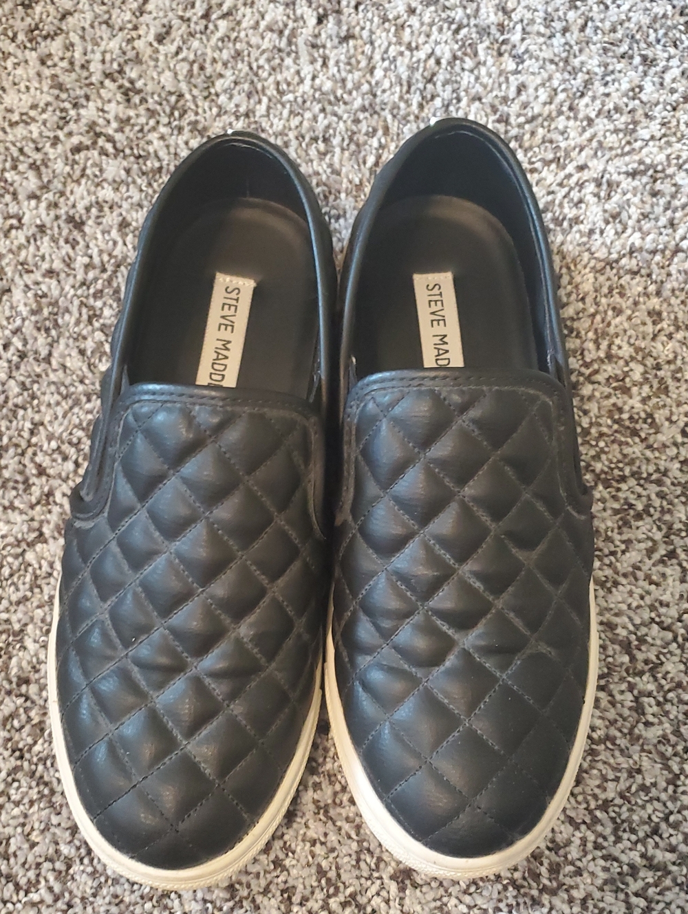Steve Madden Ecentrcq Quilted Slip-on Shoes, Size 7.5, Black